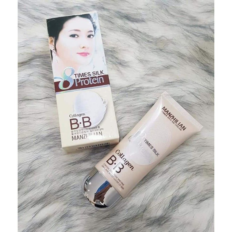 Kem nền BB cream collagen MANZHILIAN 8 time silk protein làm trắng da tinh chất tơ tằm