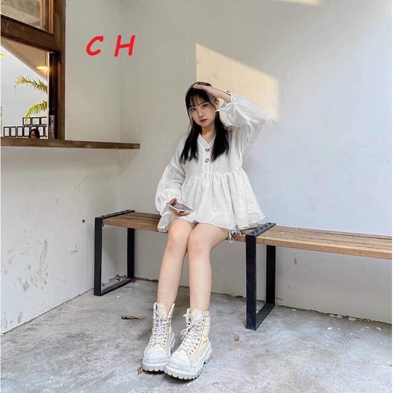 Áo sơ mi baby don cúc gỗ CH12