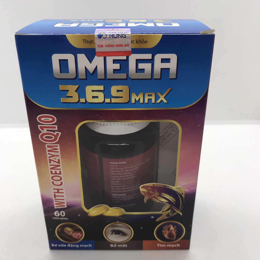 Omega 3.6.9 MAX - Bổ Sung DHA vs EPA cải thiện thị lực, giảm nguy cơ xơ vữa động mạch do tác hại của oxy hóaLọ 60 viên