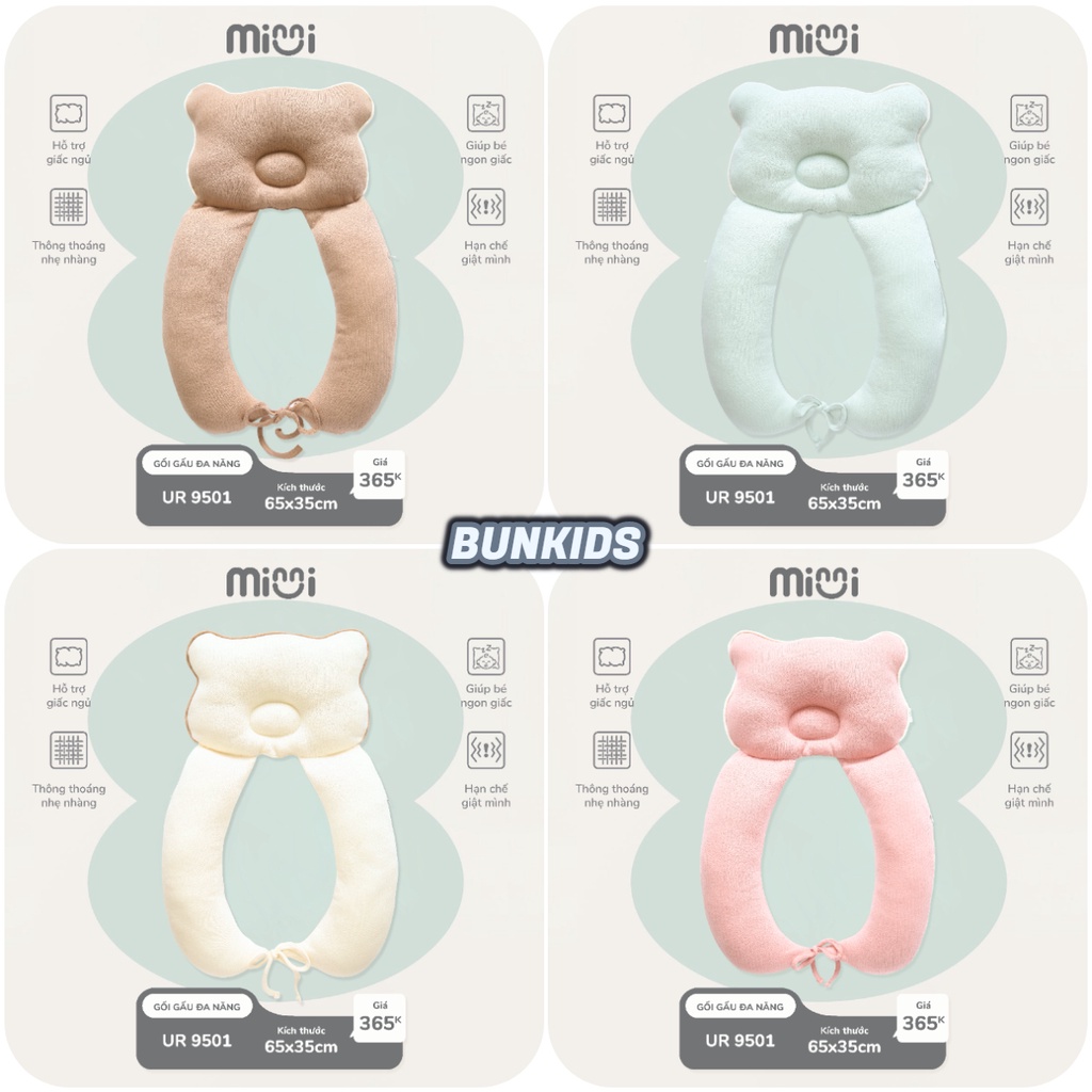 Gối chặn đa năng UALA ROGO MIMI ruột bông vỏ sợi tre ( dùng gối ôm, chặn 2 bên, dễ ngủ cho bé ) Ualarogo 9501