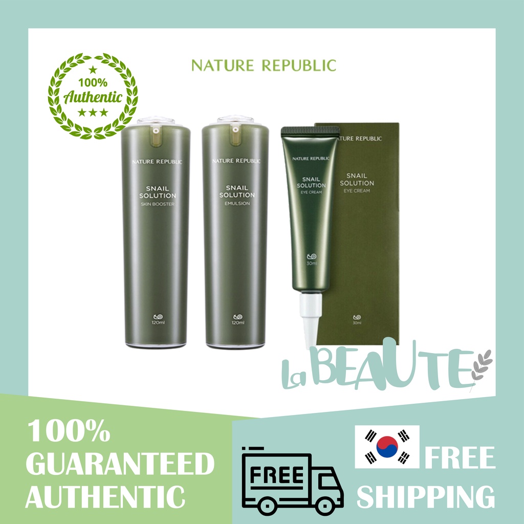 Toner Solution Line Skin Booster 120ml/ Tinh chất 40ml/ Kem dưỡng da mắt 30ml thương hiệu NATURE REPUBLIC