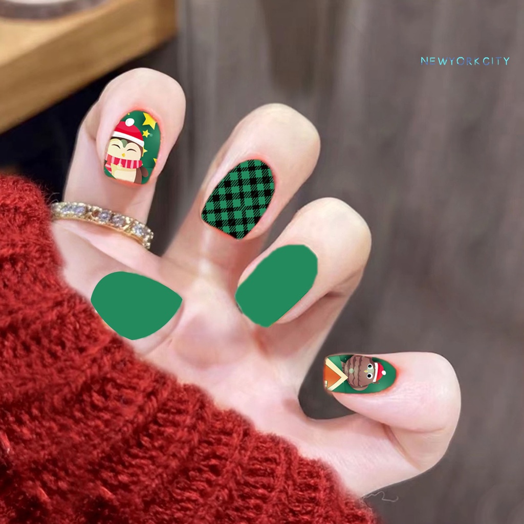Ny-đồ Trang Trí Móng Tay Chuyển Họa Tiết Giáng Sinh Không Phai Siêu Mỏng Kẻ Sọc Mùa Đông Cho Nữ
