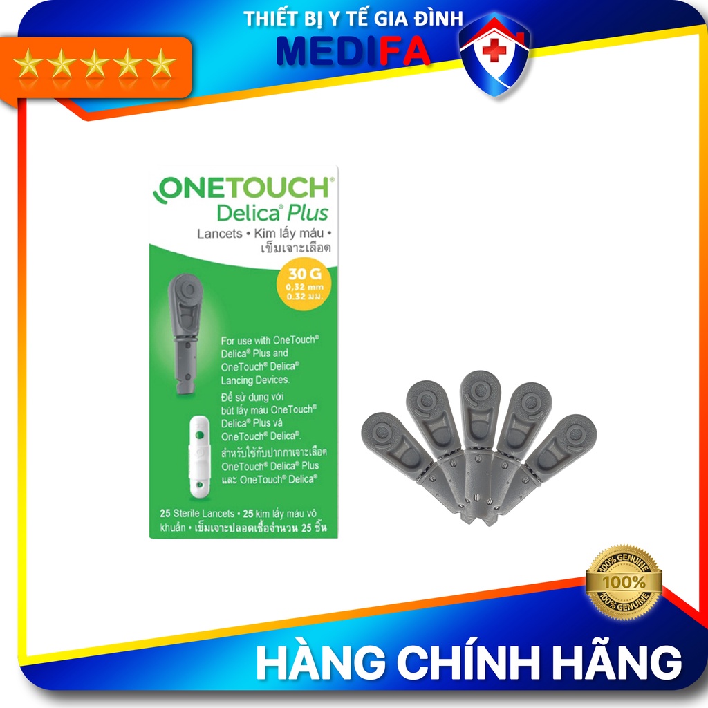 Hộp 25 Kim Lấy Máu OneTouch Delica Plus Dùng Cho Bút Thử Đường Huyết Máy OneTouch Ultra Plus Flex & Select Plus