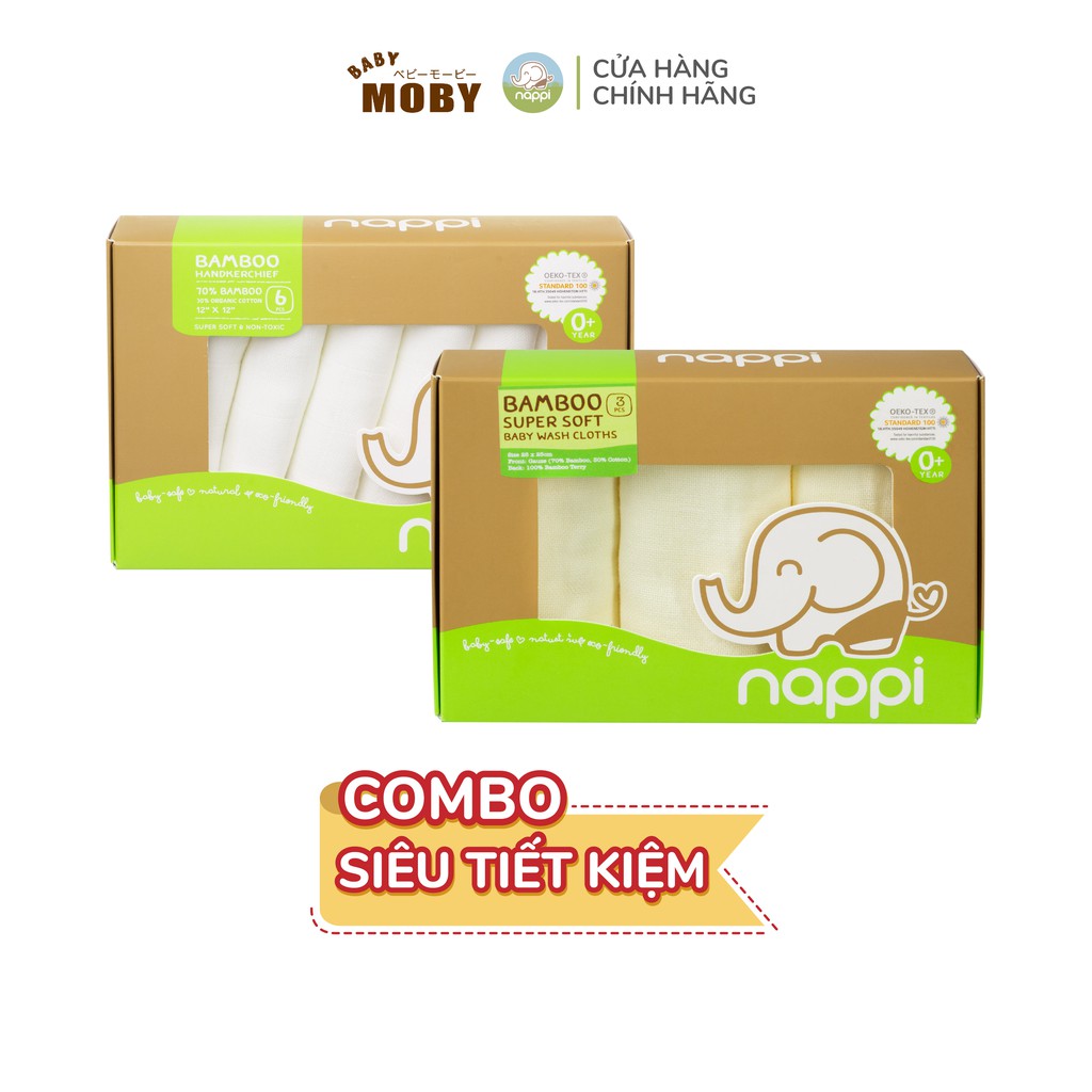 [COMBO SIÊU TIẾT KIỆM] 01 Hộp khăn sữa Nappi + 01 Hộp khăn mặt Nappi