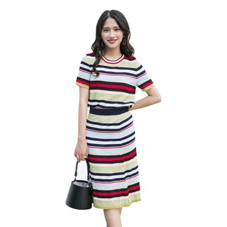Set áo len ngắn tay và chân váy midi IFU 05-3192