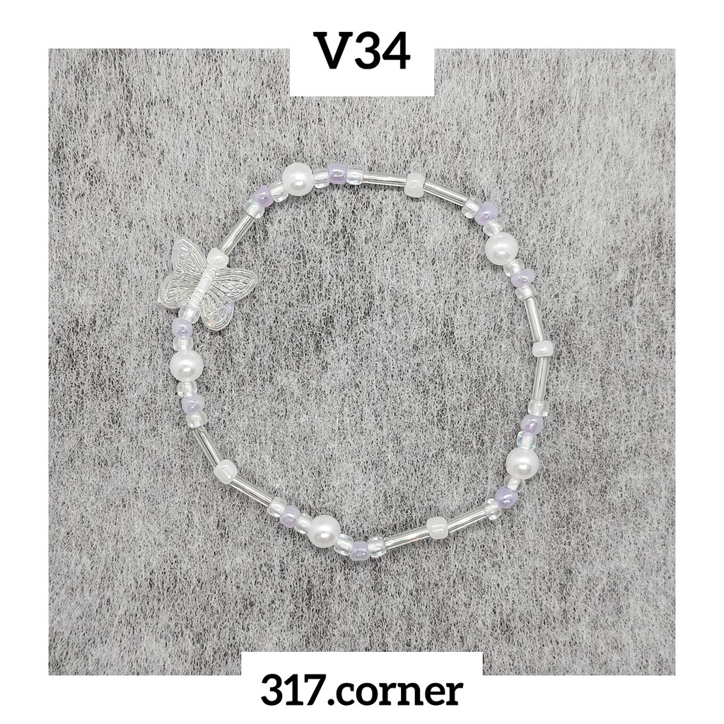 Vòng tay hạt cườm + mặt bướm hologram - V34 - 317.corner