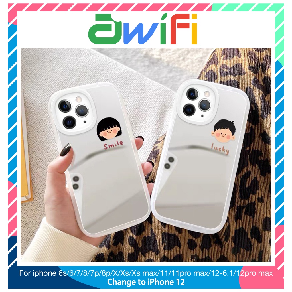 Ốp lưng iphone gương cạnh vuông couple smile 6/6plus/7/7plus/8/8plus/x/xs/11/12/13/pro/max/plus/promax-Sale HOT T5-14