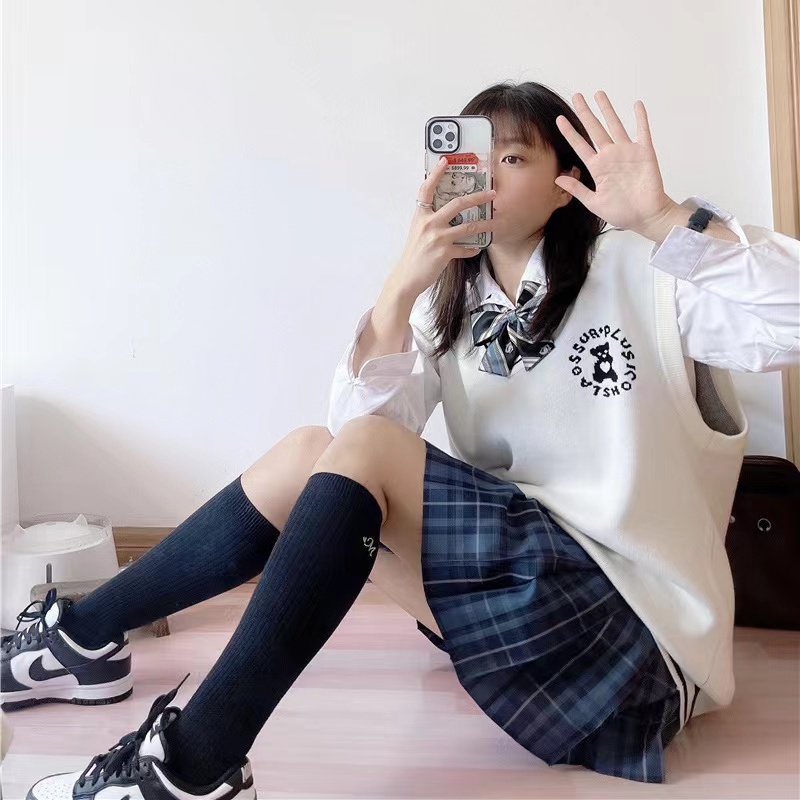 Set Áo Len Không Tay Cổ Chữ V Dáng Rộng + Áo Khoác Ngoài Thời Trang Mùa Thu Theo Phong Cách Hàn