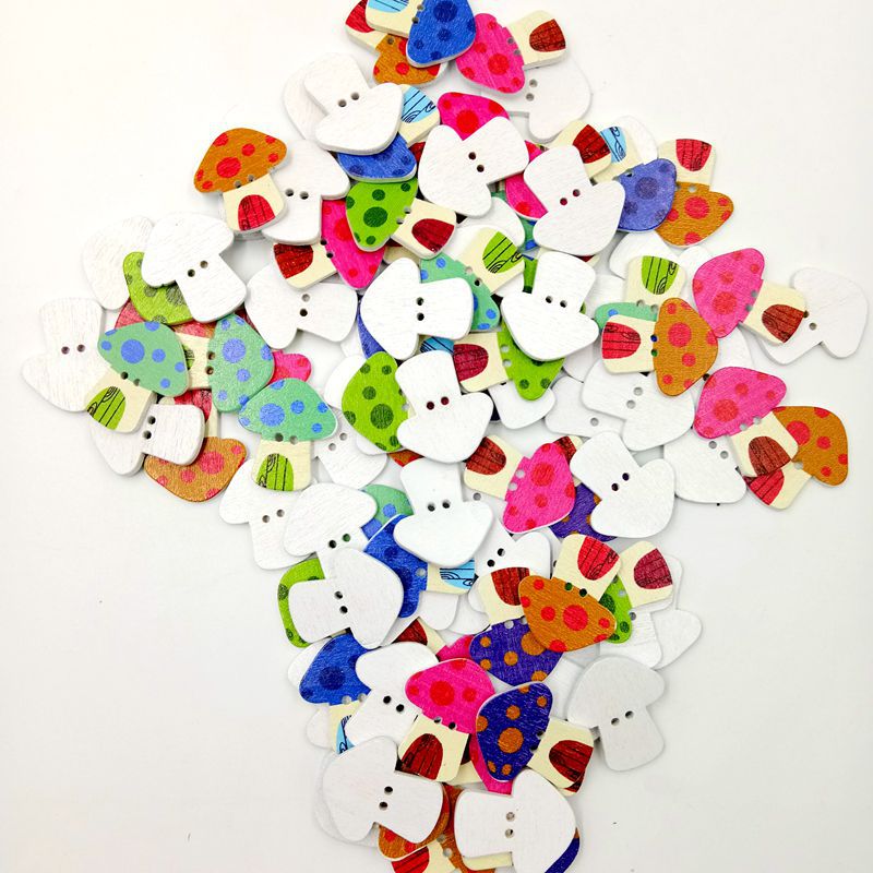 100 Khuy Gỗ Hình Ngôi Nhà Nấm Nhiều Màu