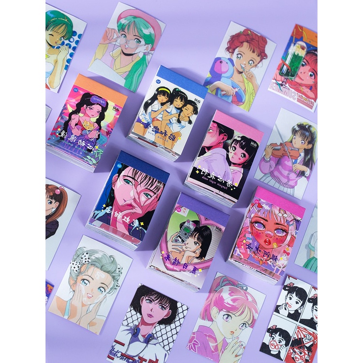 Set 50 miếng dán trang trí sổ lưu niệm họa tiết hoạt hình Nhật Bản đáng yêu