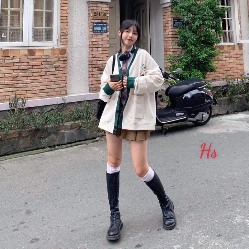 Áo cadigan viền xanh HSU1