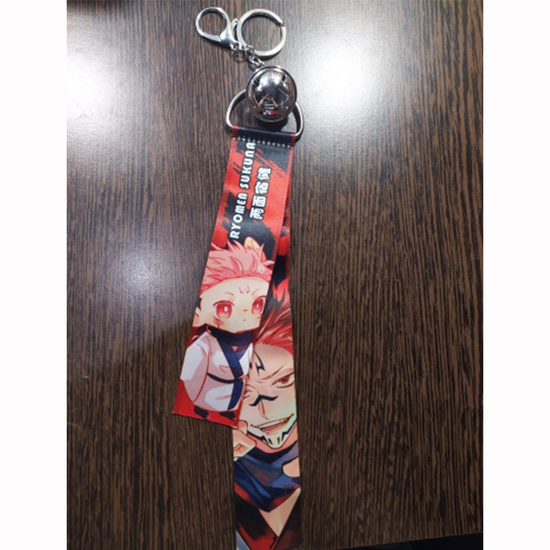 Móc khóa phối lục lạc nhỏ dây dài họa tiết Anime Jujutsu Kaisen Gojo Satoru Yuji Itadori Streamer