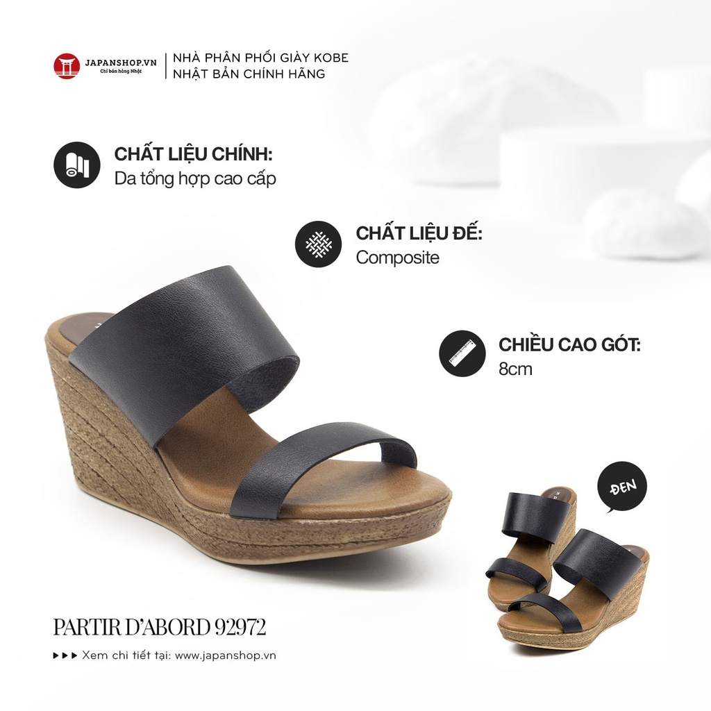 Dép đế xuồng nữ cao gót 8cm KOSU 92972 quai ngang siêu nhẹ made in Japan