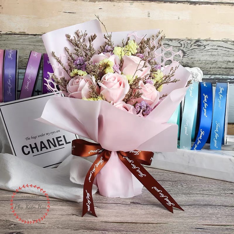Dây Ruy Băng Lụa In Chữ ❤️JUST FOR YOU❤️ Bản 2.5cm, Trang Trí Quà Tặng - Bó Hoa