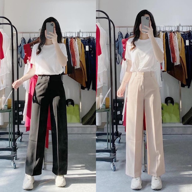 Quần Tây Culottes Vải Ống Suông Chuẩn Xịn