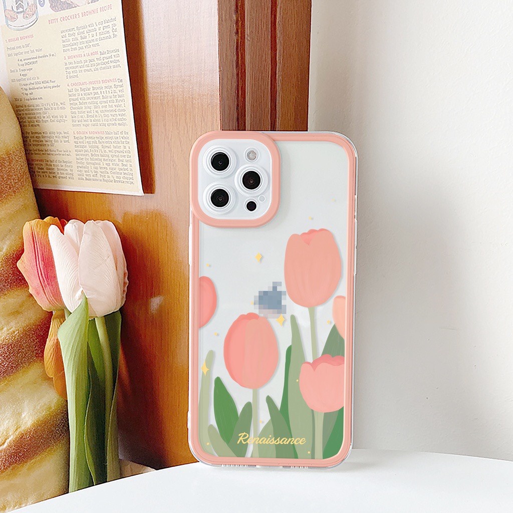 Ốp lưng Iphone viền vuông Hoa Hồng 7/7plus/8/8plus/x/xr/xs/11/12/13/pro/max/plus/promax [Tomax Case]