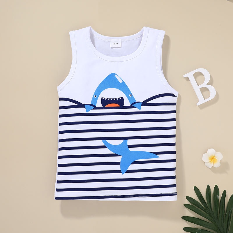 Bộ Đồ 2 Mảnh Gồm Áo Ba Lỗ Và Quần Short In Hình Cá Mập Phong Cách Hàn Quốc Mùa Hè Quần Áo Cho Bé Trẻ em 1-5 Tuổi