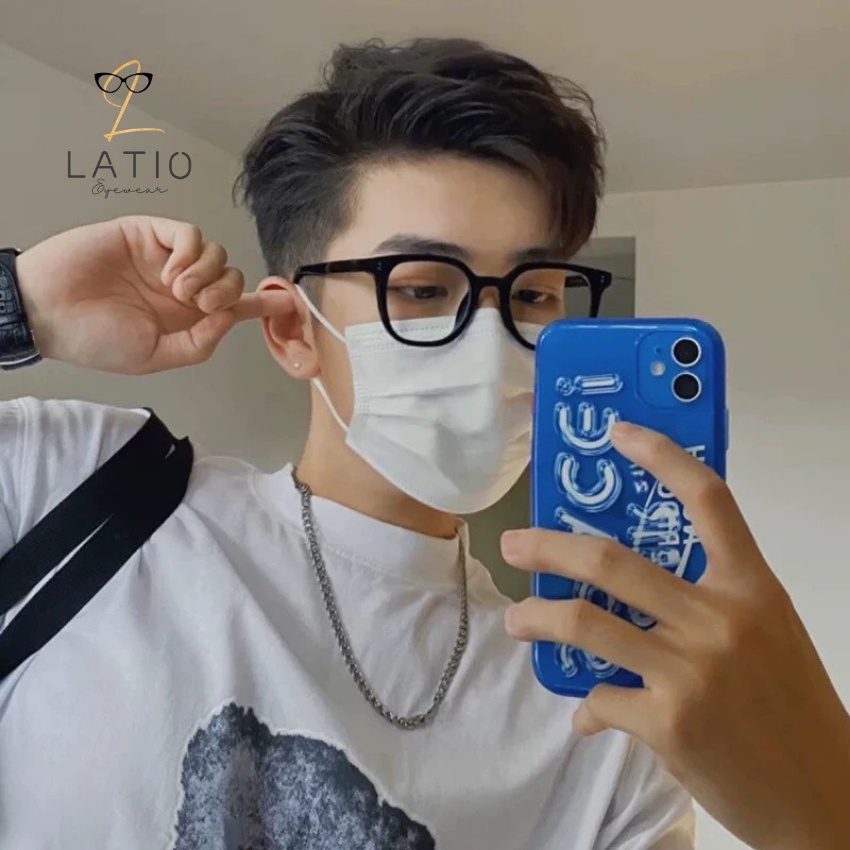 Kính mắt nam nữ, kính thời trang LATIO với thiết kế 2 chấm basic kết hợp mắt kính chống ánh sáng xanh KM42