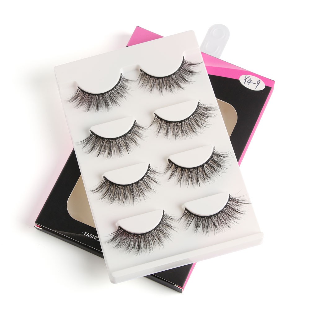 MAGEFY Bộ 4 Cặp 3D Lông Mi Giả /3D 4PCS  Fashion Eyelashessiêu phẩm cho đôi mắt long lanh có thể tái sử dụng lông mi mềm sợi tơi, có độ cong sẵn