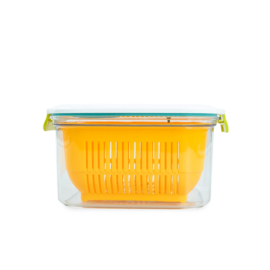 Hộp bảo quản thực phẩm thông minh Sunhouse BioZone vuông 2000ml + Rổ kèm theo tiện dụng  KB-SM2000S1R