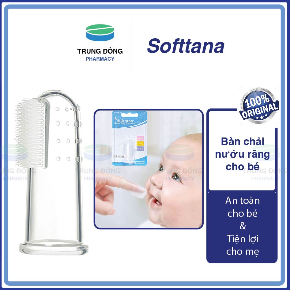 Bàn chải nướu răng Silicone luồn ngón tay, vệ sinh răng cho bé Softtana Chính hãng - Trung Đông Pharmacy