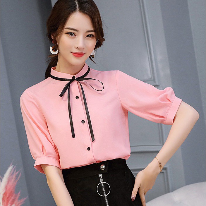 Áo sơ mi công sở nữ  thiết kế kiểu Hàn Quốc dáng dài chất kate lụa cao cấp ASW1132