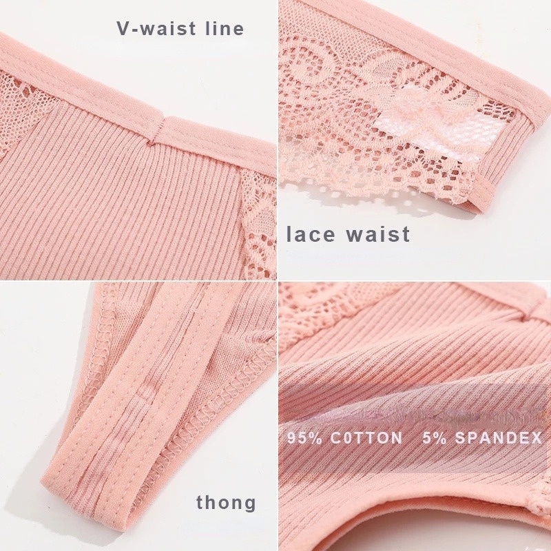 Bộ 3 quần lót TakeTalk cotton mềm phối ren quyến rũ cho nữ