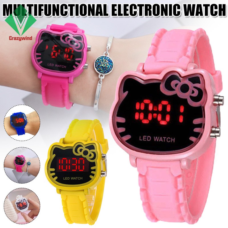 Đồng hồ điện tử mặt hình Hello Kitty chống thấm nước đa năng dành cho bé gái | BigBuy360 - bigbuy360.vn
