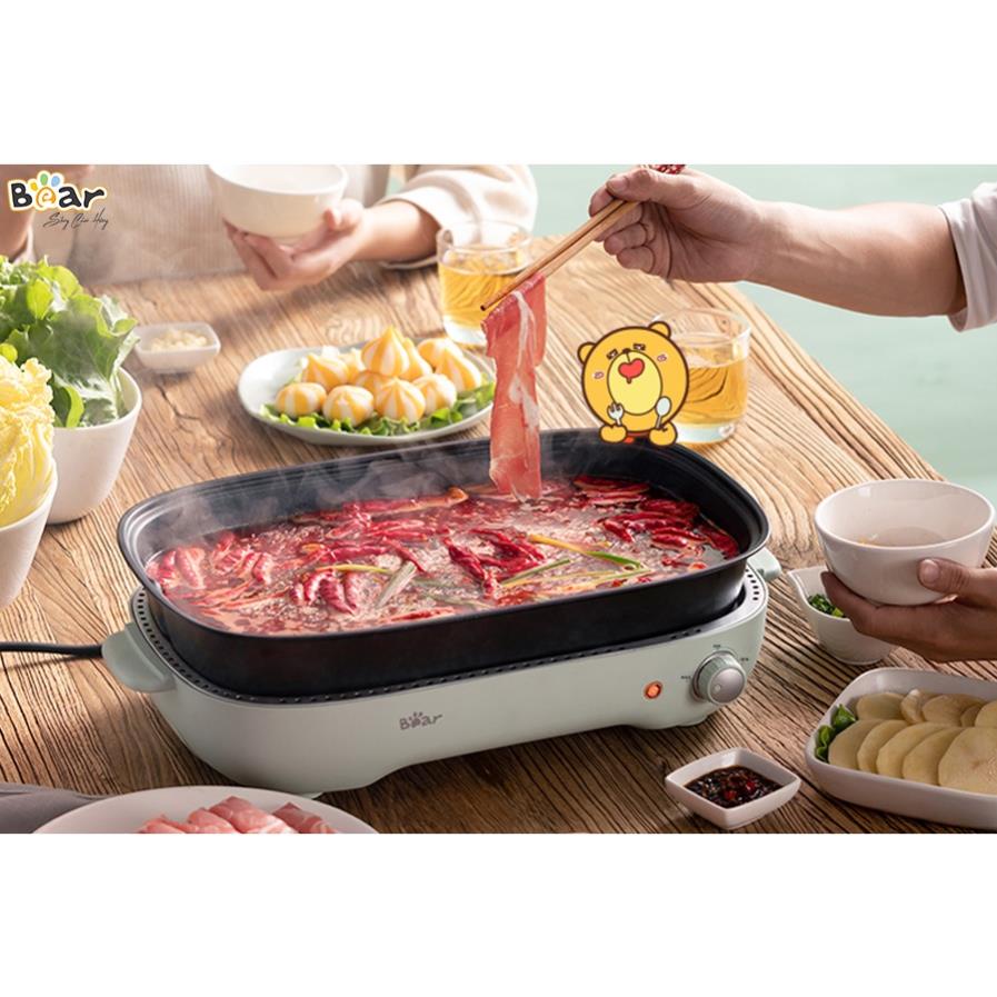 Nồi bếp lẩu nướng điện đa năng mini Bear D12Z4 3 khay, tích hợp 3 trong 1, Dùng cho gia đình tiện lợi, Bảo hành 12 tháng