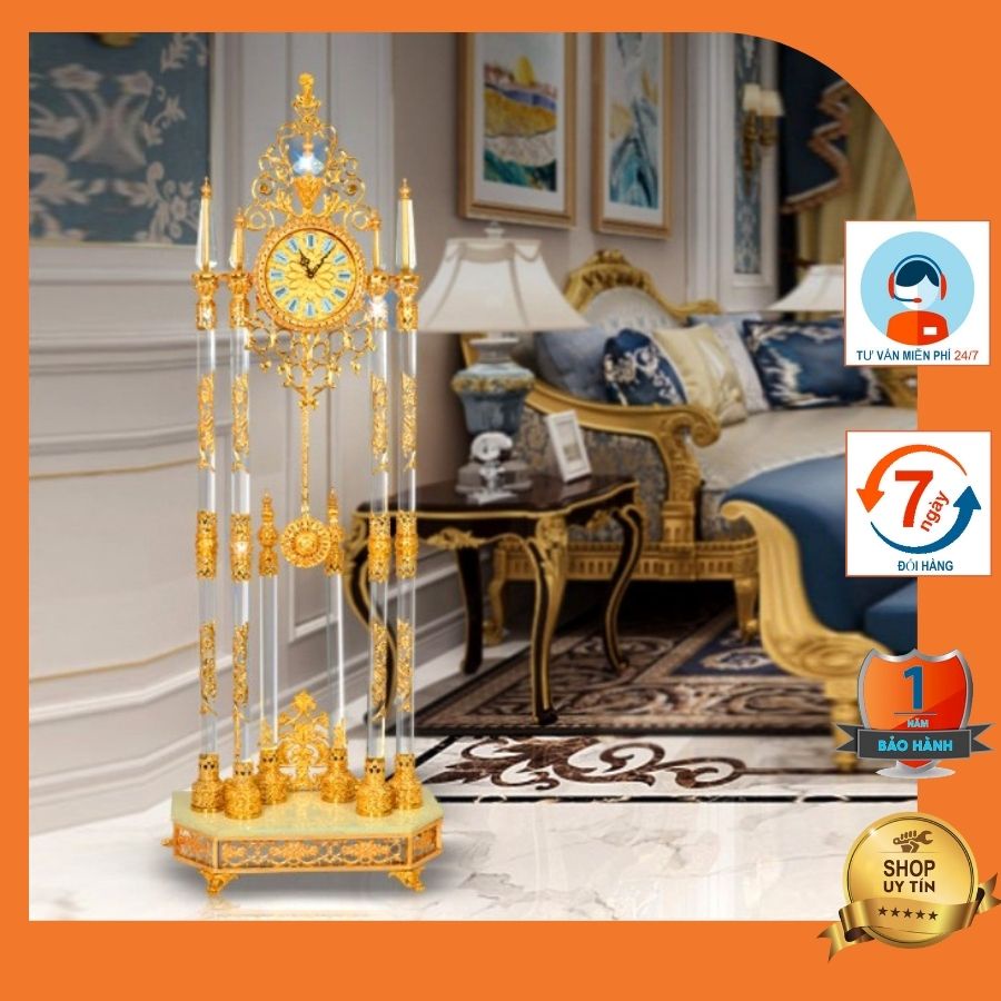 Đồng hồ cây dát vàng TÂN CỔ ĐIỂN cao cấp điểm chuông 30 phút/1 lần, đẳng cấp sang trọng