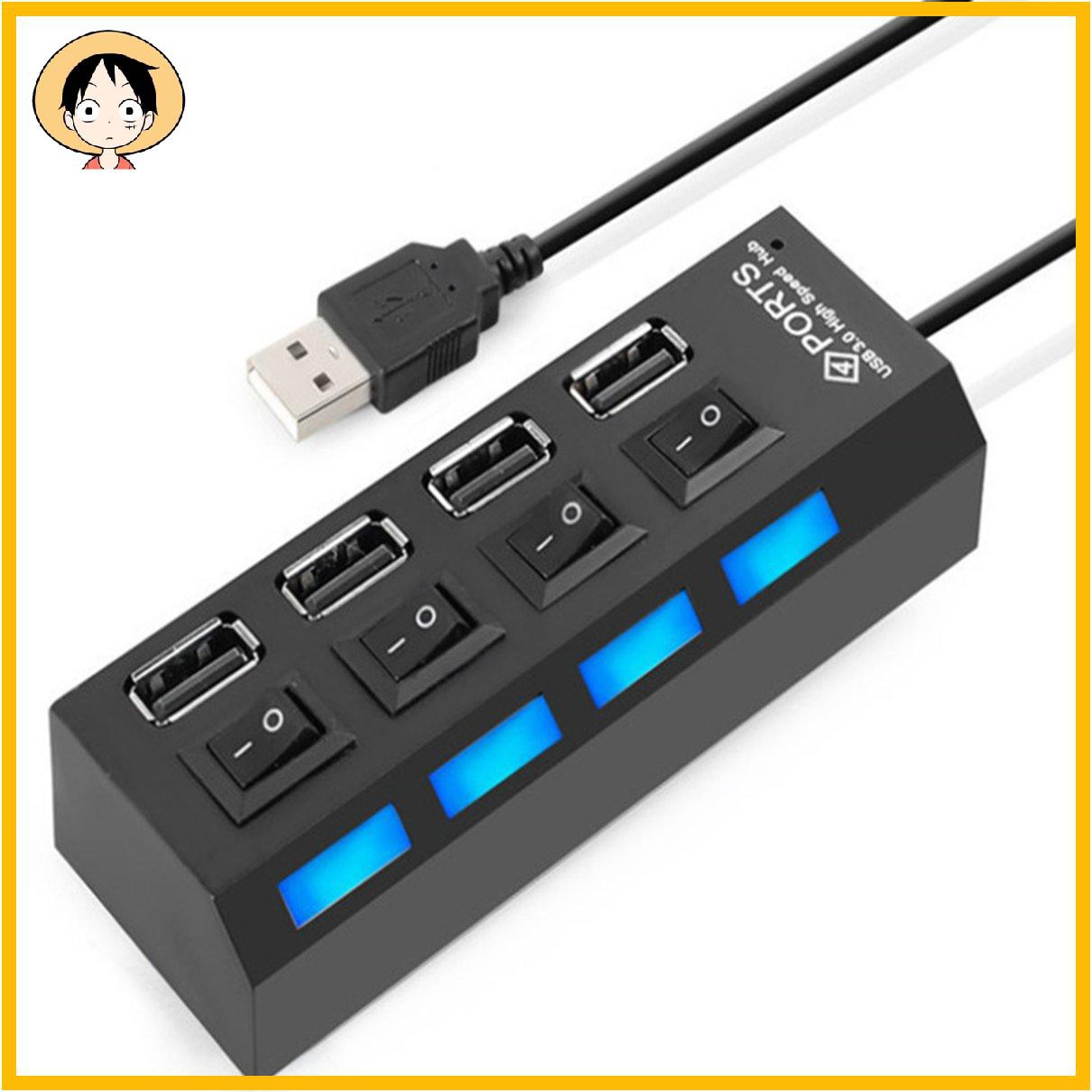 Hub Chia 4 Cổng Usb 3.0 Tốc Độ Cao Có Công Tắc On / Off 5gbps Tiện Dụng