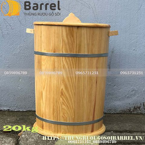 Thùng Đựng Gạo Gỗ Thông Nhập Khẩu - Hũ Đựng Gạo Bằng Gỗ 20kg