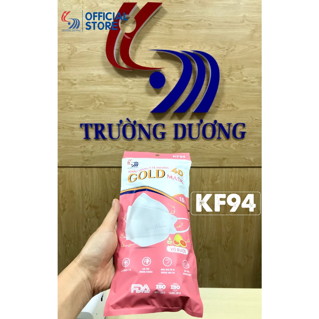 Khẩu trang y tế Hương Vỏ Bưởi 4D Gold Mask -  Túi 10 cái