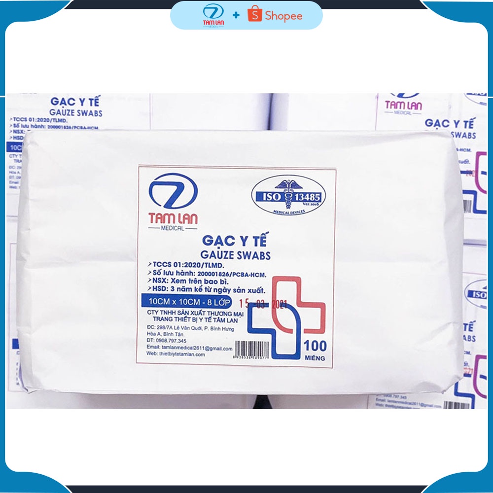 [TâmLanMedical] Gạc Y Tế - Gạc Đắp Mặt Nạ 10cm x10cm - 100 Miếng