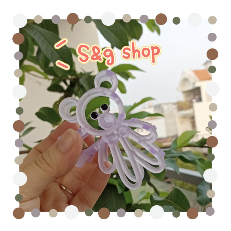 Kẹp gấp gọn tóc nữ hình chú gấu dễ thương màu hot trend vàng, hồng, xanh pastel ngọt ngào