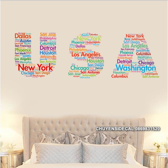 Decal dán tường - Chữ Tiêng Anh Quốc Tế