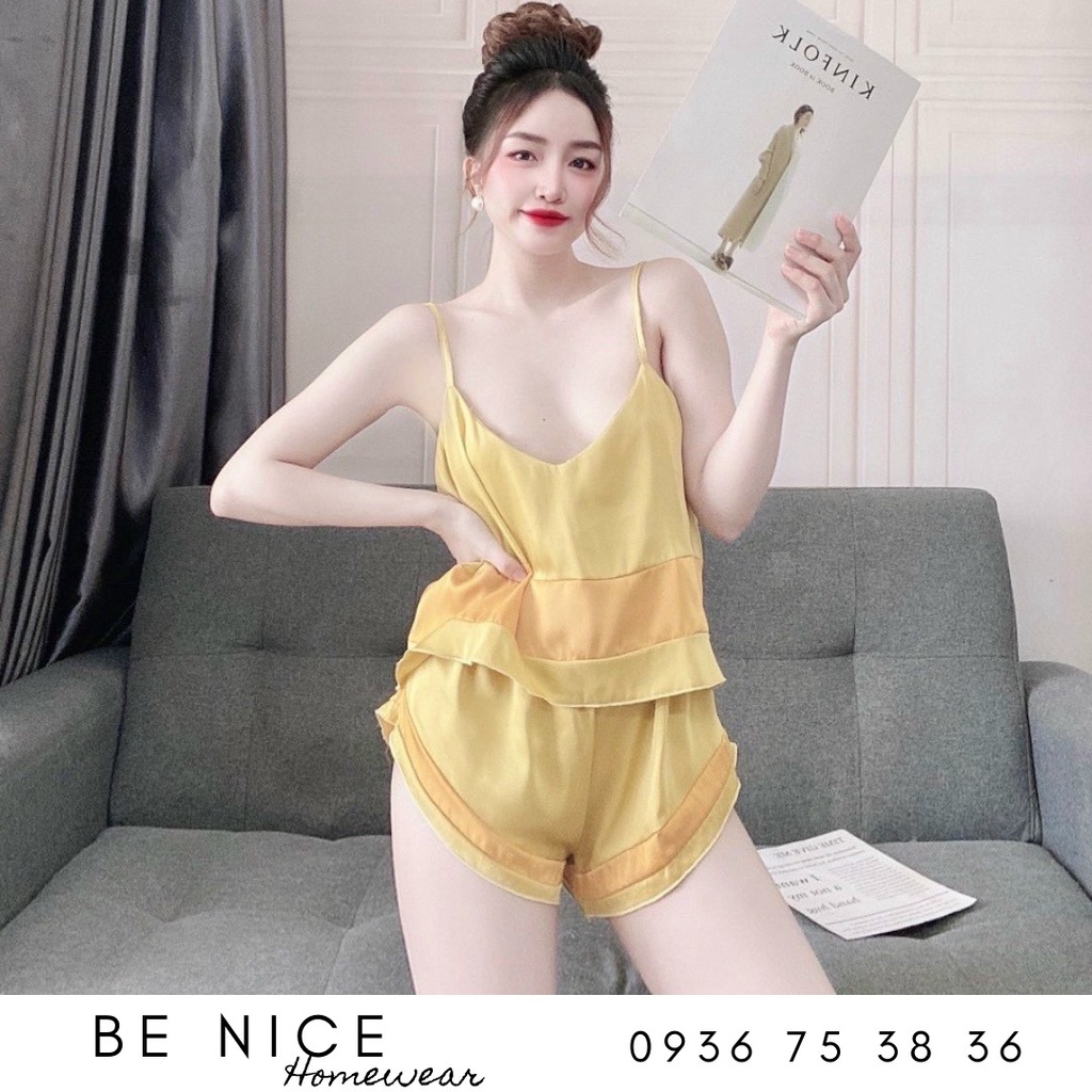 Set lụa dây mặc nhà màu trơn xinh xắn, Be Nice Homewear