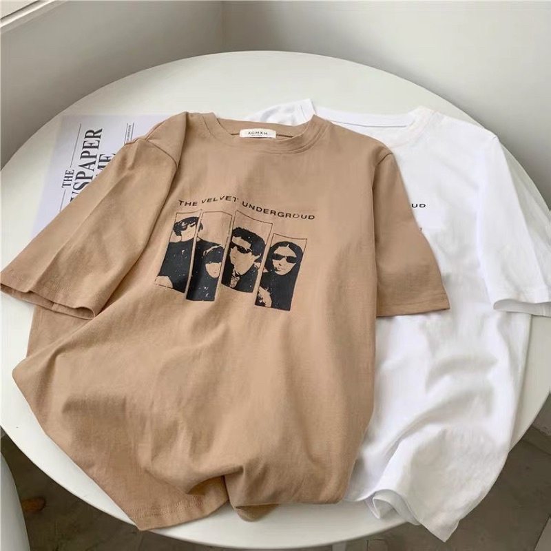 Áo phông 3158, áo thun tay lỡ form rộng chất cotton in hình kính đen