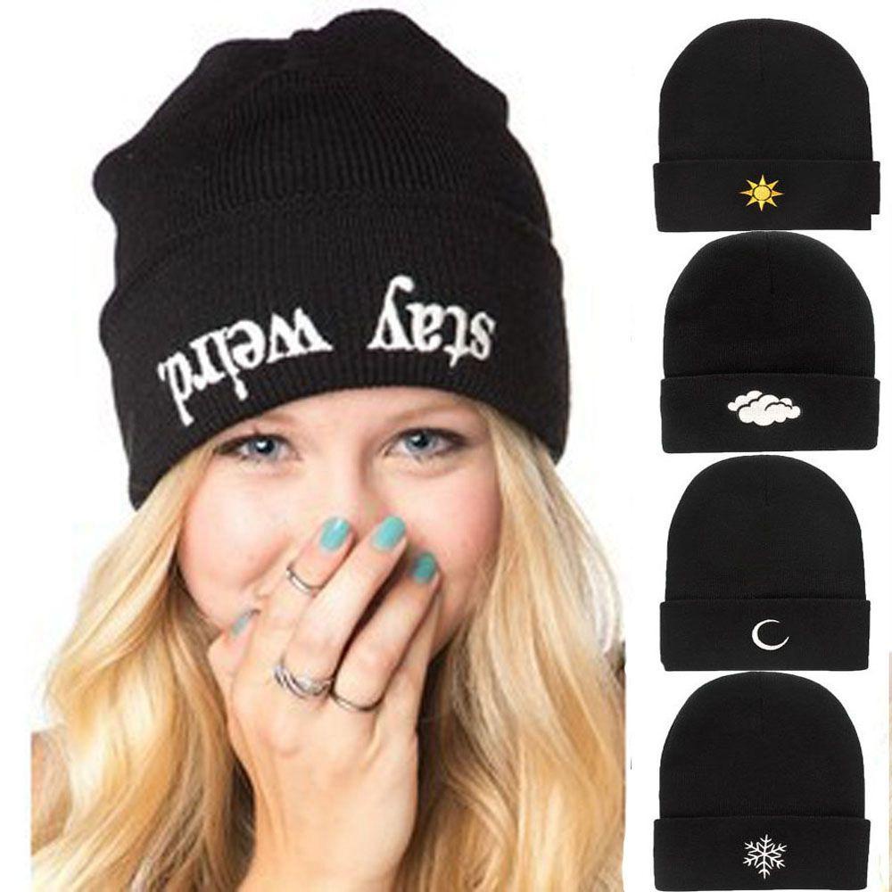 Mũ Beanie Dệt Kim Màu Trơn Dễ Thương Chất Lượng Cao Cho Nữ