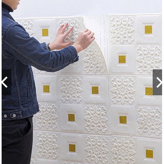 (freeship)Xốp dán tường kt 70x70cm hoa văn cao cấp, sẵn keo siêu dính