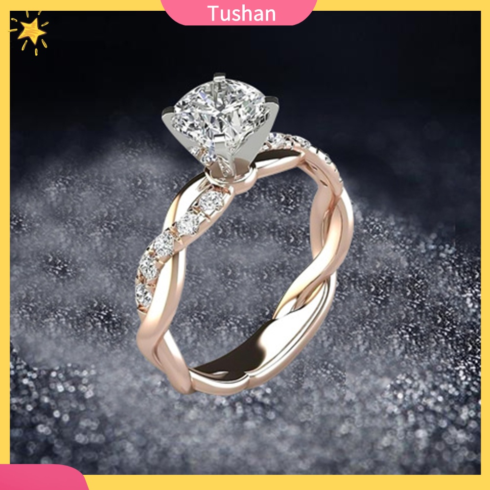 Nhẫn Đính Hôn Đính Đá Zircon Sang Trọng