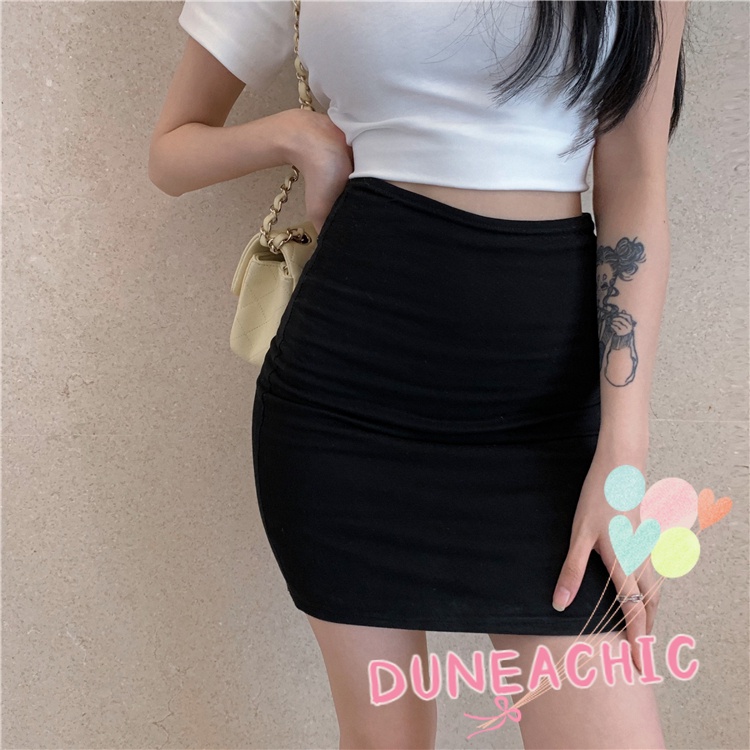 DUNEA Chân Váy Đen Eo Cao Dáng Ôm Quyến Rũ Trẻ Trung Cho Bạn Gái