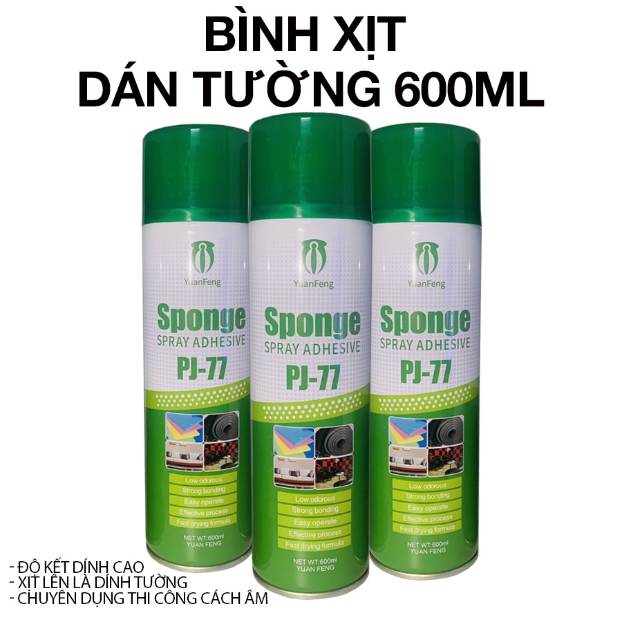 🔥 Keo xịt dán tường đa năng Sponge PJ-77 600ml siêu kết dính - dán mút xốp, cách âm, thi công công trình