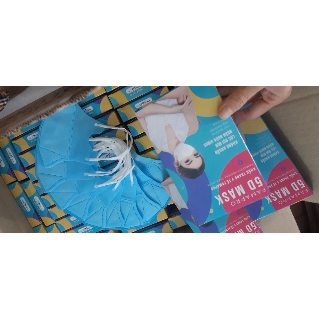 Set 3 hộp 10 cái khẩu trang 5D Nam Anh màu XANH
