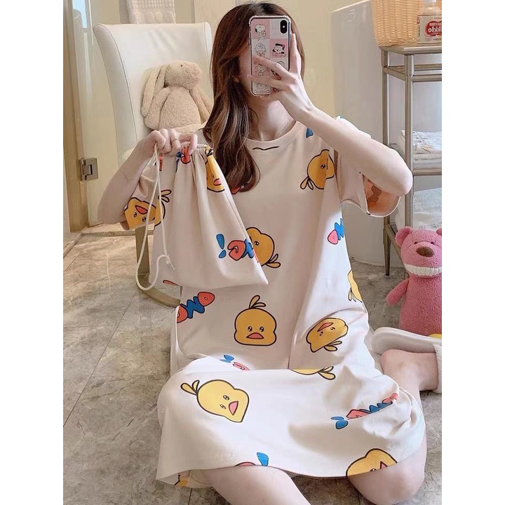 Đầm Ngủ Pijama Ngắn Tay Dáng Rộng In Hoạt Hình Dễ Thương Dành  Cho Nữ và Mẹ Bầu | BigBuy360 - bigbuy360.vn