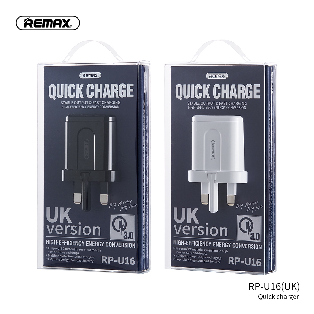 Cốc Sạc Nhanh Remax Usb 1 Cổng Cắm Uk Au Us 3.0a