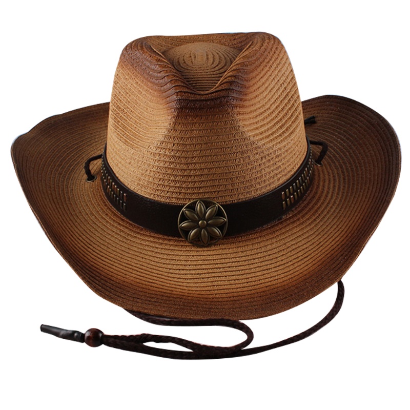 Mũ Cói Rộng Vành Kiểu Cao Bồi Phong Cách Retro Cá Tính