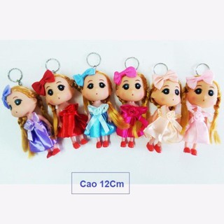 Túi 10 đồ chơi búp bê Chibi chân ngắn đầm ngắn 12Cm, búp bê chibi móc khóa
