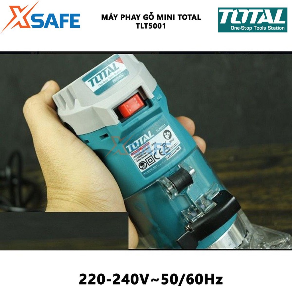 Máy phay mini TOTAL TLT5001 | Máy cắt mép công suất 500W, Kèm mũi cắt: 6.3mm and 1/4&quot; (6mm), dùng để phay rãnh