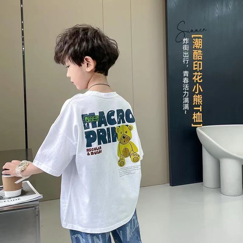 Áo Thun 100% Cotton Tay Ngắn In Họa Tiết Hoạt Hình Dành Cho Bé Trai